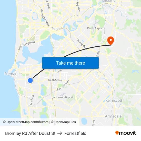Bromley Rd After Doust St to Forrestfield map