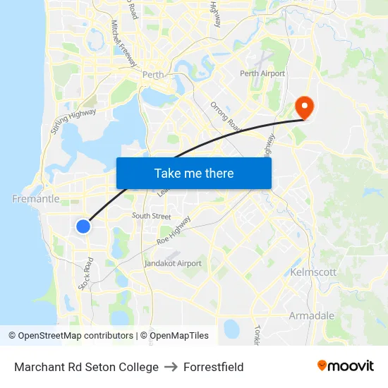 Marchant Rd Seton College to Forrestfield map