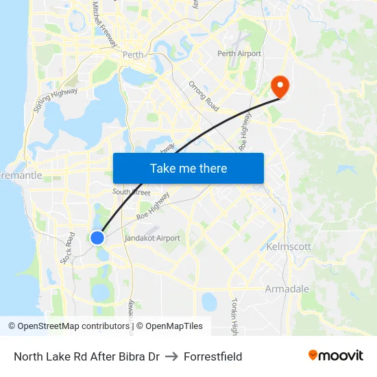 North Lake Rd After Bibra Dr to Forrestfield map