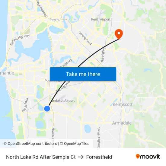North Lake Rd After Semple Ct to Forrestfield map