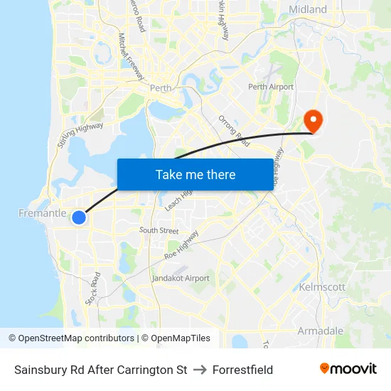 Sainsbury Rd After Carrington St to Forrestfield map