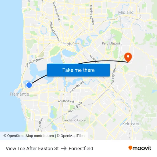 View Tce After Easton St to Forrestfield map