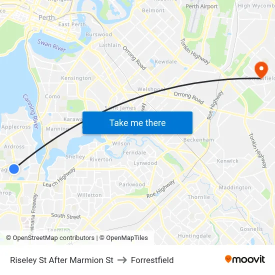 Riseley St After Marmion St to Forrestfield map