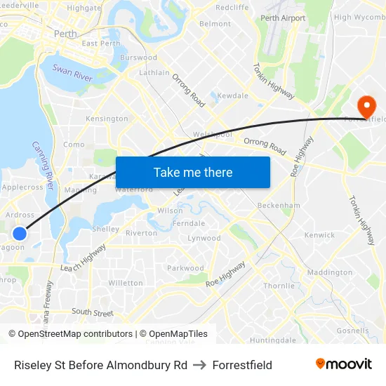 Riseley St Before Almondbury Rd to Forrestfield map