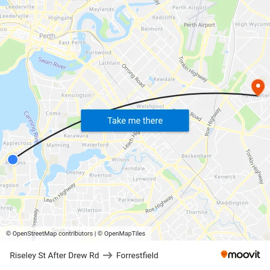 Riseley St After Drew Rd to Forrestfield map