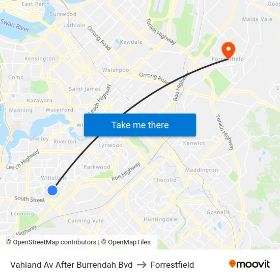 Vahland Av After Burrendah Bvd to Forrestfield map
