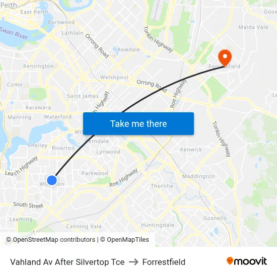 Vahland Av After Silvertop Tce to Forrestfield map