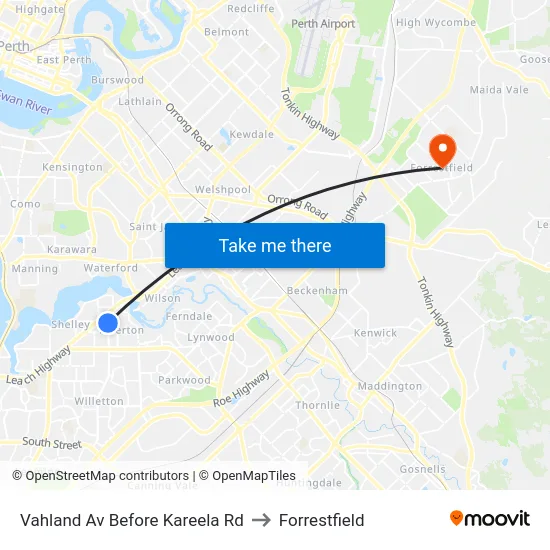 Vahland Av Before Kareela Rd to Forrestfield map