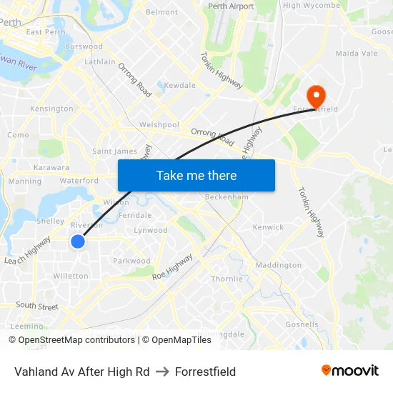 Vahland Av After High Rd to Forrestfield map