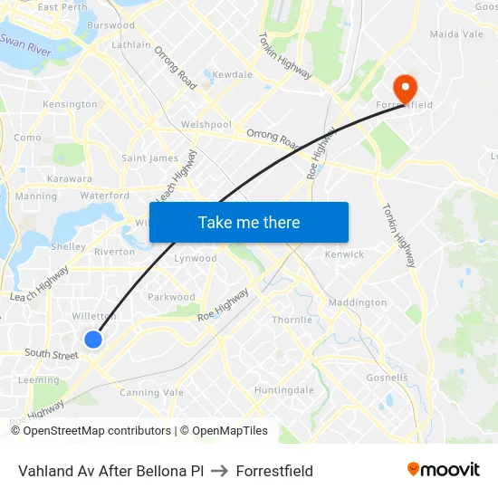 Vahland Av After Bellona Pl to Forrestfield map