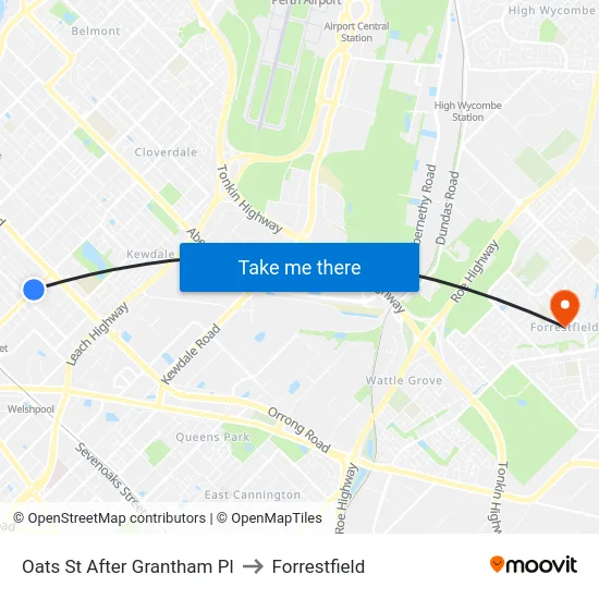 Oats St After Grantham Pl to Forrestfield map