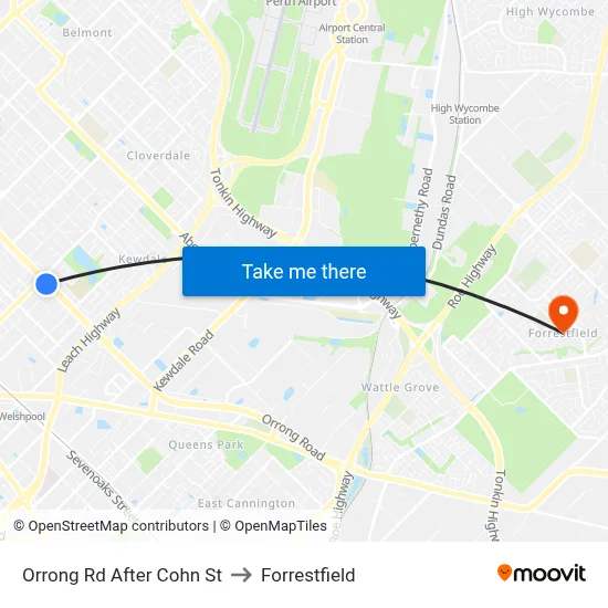 Orrong Rd After Cohn St to Forrestfield map