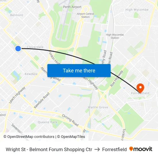 Wright St - Belmont Forum Shopping Ctr to Forrestfield map