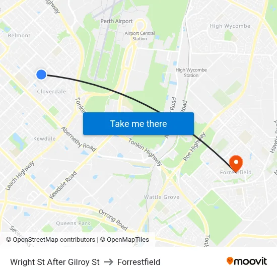 Wright St After Gilroy St to Forrestfield map