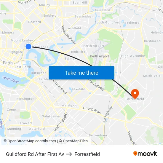 Guildford Rd After First Av to Forrestfield map