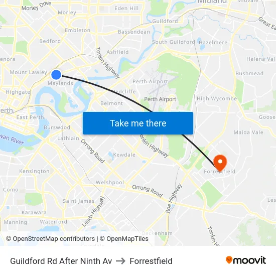 Guildford Rd After Ninth Av to Forrestfield map