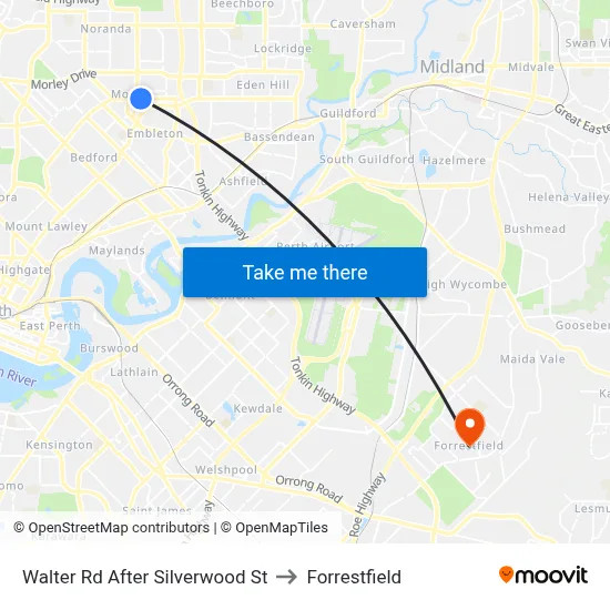 Walter Rd After Silverwood St to Forrestfield map