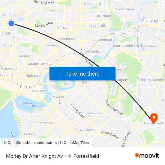 Morley Dr After Knight Av to Forrestfield map