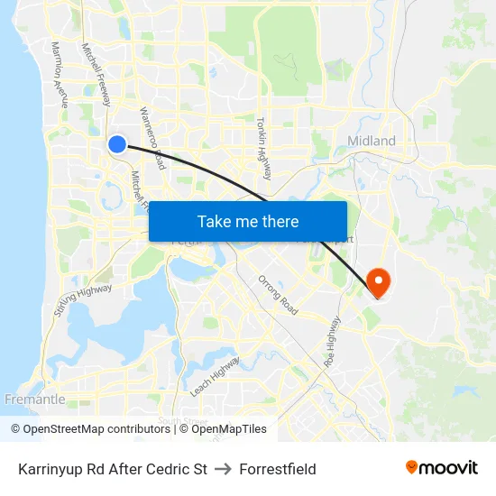 Karrinyup Rd After Cedric St to Forrestfield map