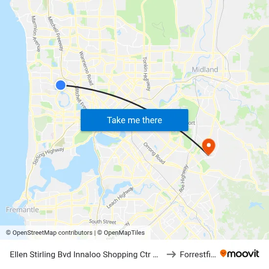 Ellen Stirling Bvd Innaloo Shopping Ctr Cat Id 35 to Forrestfield map