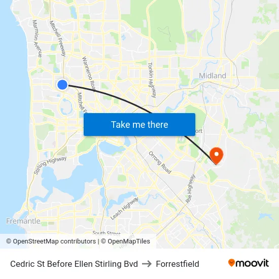 Cedric St Before Ellen Stirling Bvd to Forrestfield map