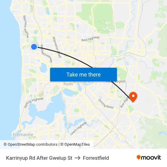 Karrinyup Rd After Gwelup St to Forrestfield map