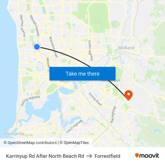 Karrinyup Rd After North Beach Rd to Forrestfield map