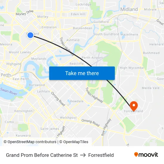 Grand Prom Before Catherine St to Forrestfield map