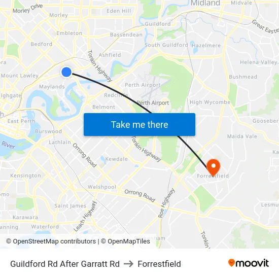 Guildford Rd After Garratt Rd to Forrestfield map