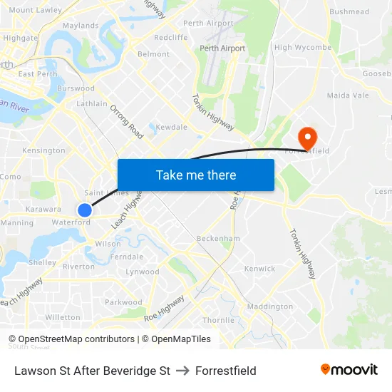 Lawson St After Beveridge St to Forrestfield map