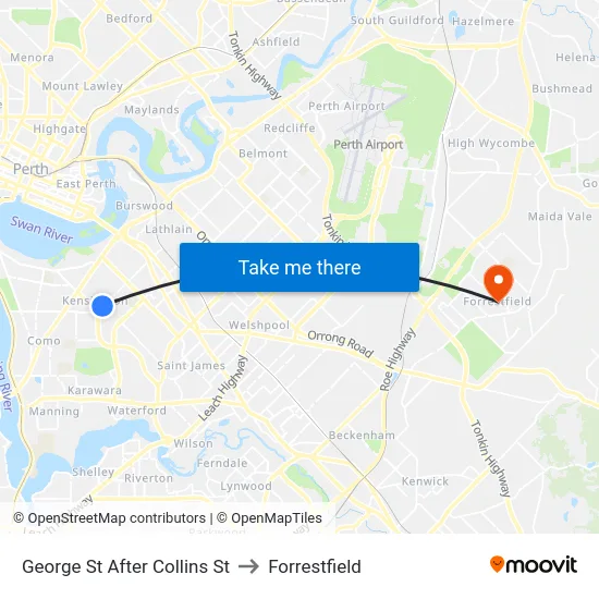 George St After Collins St to Forrestfield map