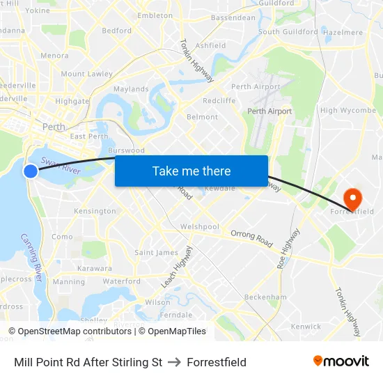 Mill Point Rd After Stirling St to Forrestfield map