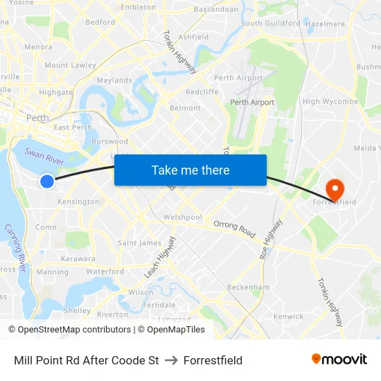 Mill Point Rd After Coode St to Forrestfield map