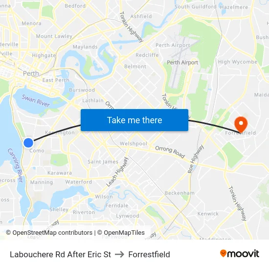 Labouchere Rd After Eric St to Forrestfield map
