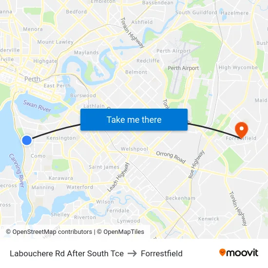 Labouchere Rd After South Tce to Forrestfield map