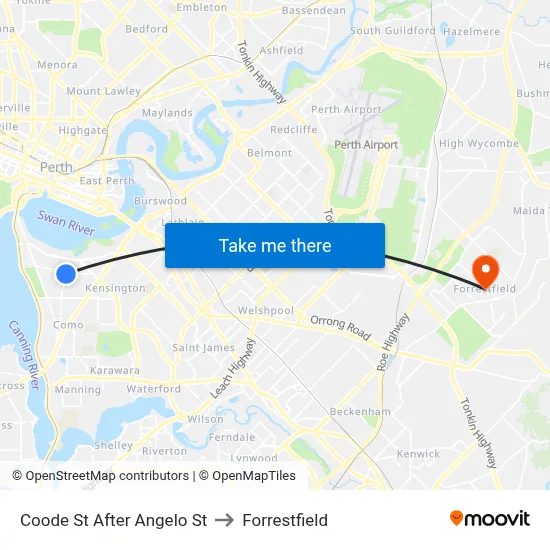 Coode St After Angelo St to Forrestfield map