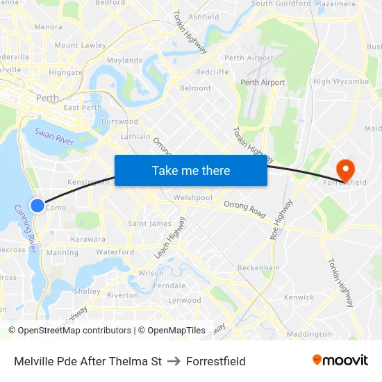 Melville Pde After Thelma St to Forrestfield map