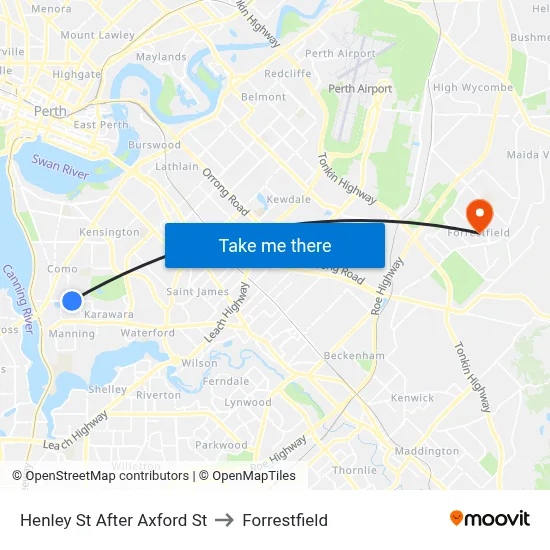 Henley St After Axford St to Forrestfield map