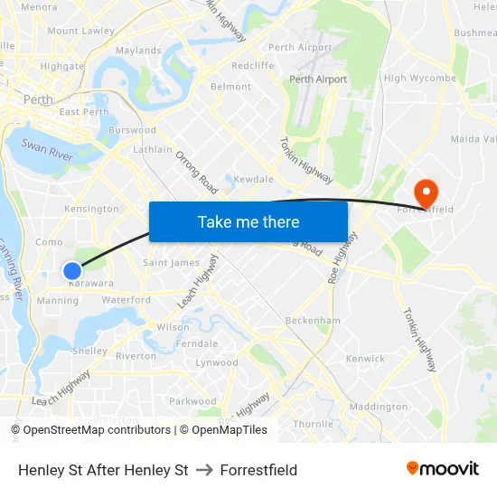 Henley St After Henley St to Forrestfield map