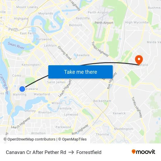 Canavan Cr After Pether Rd to Forrestfield map