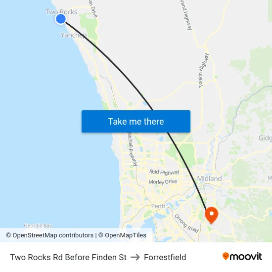 Two Rocks Rd Before Finden St to Forrestfield map