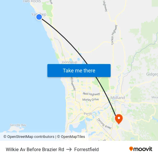 Wilkie Av Before Brazier Rd to Forrestfield map