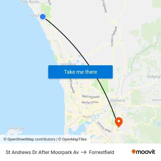 St Andrews Dr After Moorpark Av to Forrestfield map