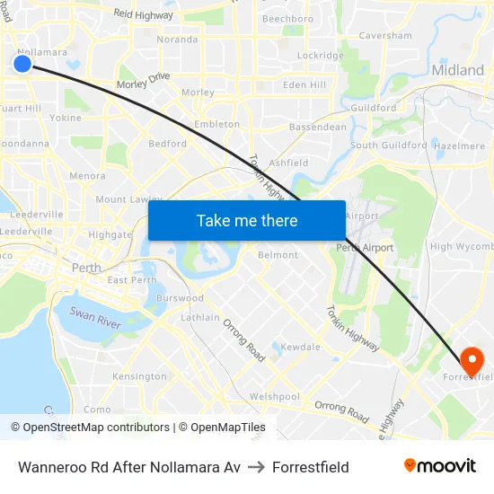 Wanneroo Rd After Nollamara Av to Forrestfield map