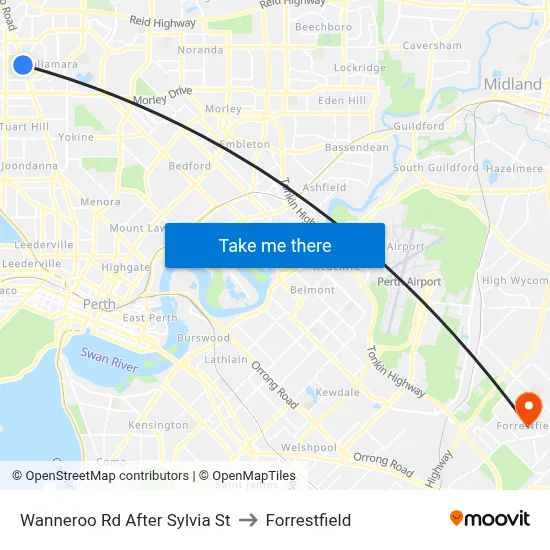 Wanneroo Rd After Sylvia St to Forrestfield map