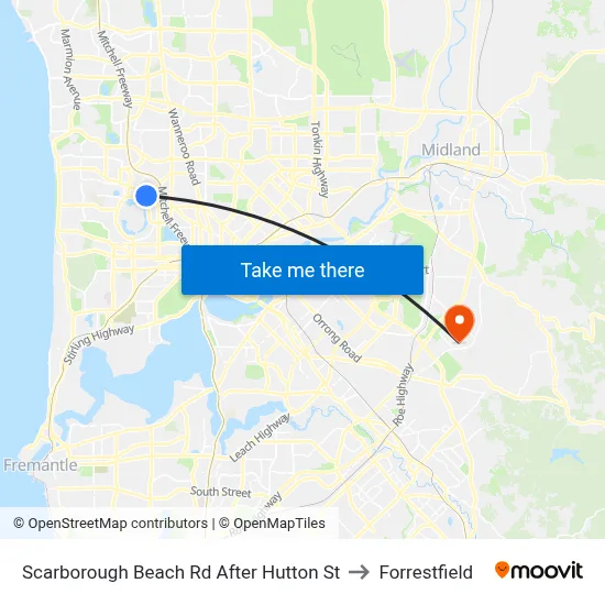 Scarborough Beach Rd After Hutton St to Forrestfield map