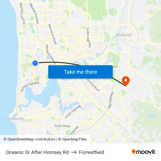 Oceanic Dr After Hornsey Rd to Forrestfield map