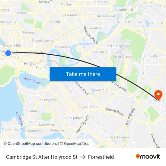 Cambridge St After Holyrood St to Forrestfield map