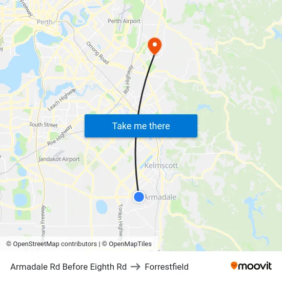 Armadale Rd Before Eighth Rd to Forrestfield map