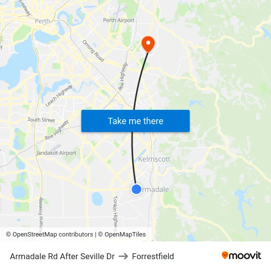Armadale Rd After Seville Dr to Forrestfield map